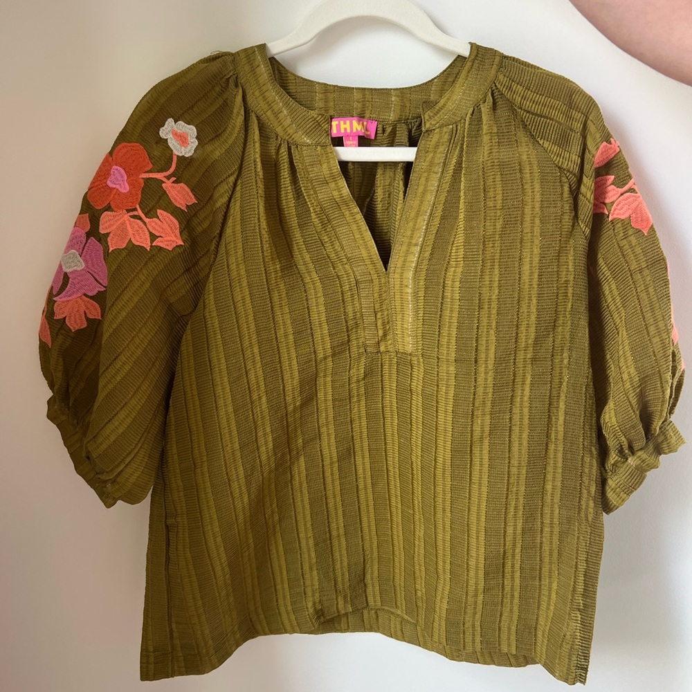 THML Mustard Yellow Textured Top